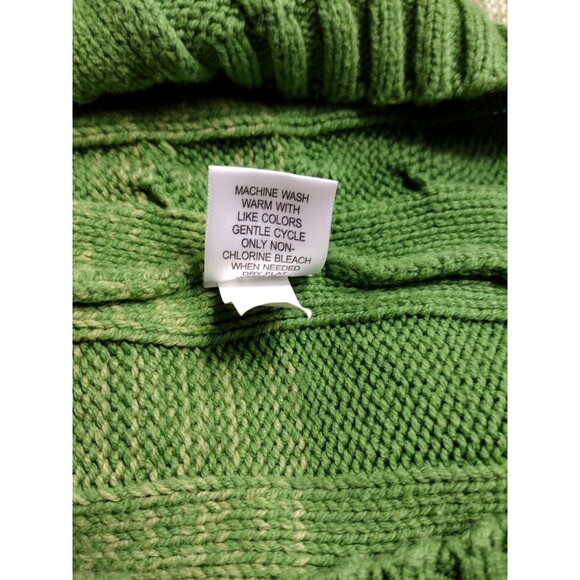 SO Junior Girls Medium Sweater Cropped Green White Stretch Long Sleeve Pullover - Picture 6 of 8